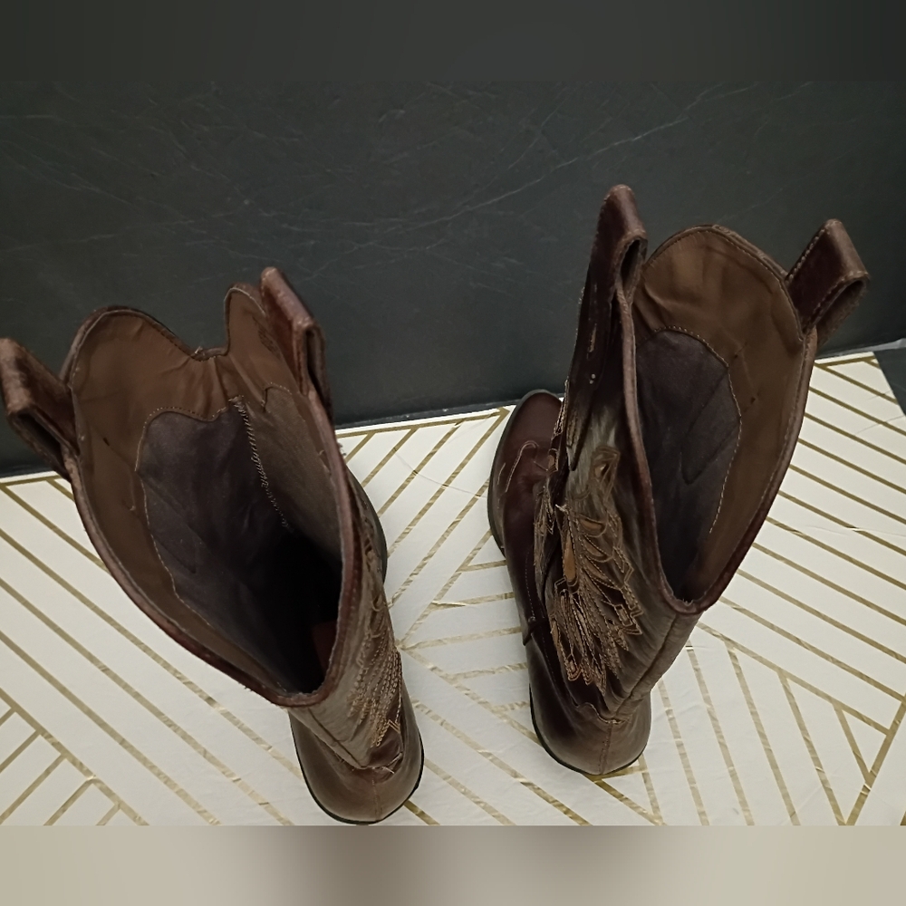 Coconuts by Matisse Dark Brown Embroidered Heeled Boots - Picture 10 of 12